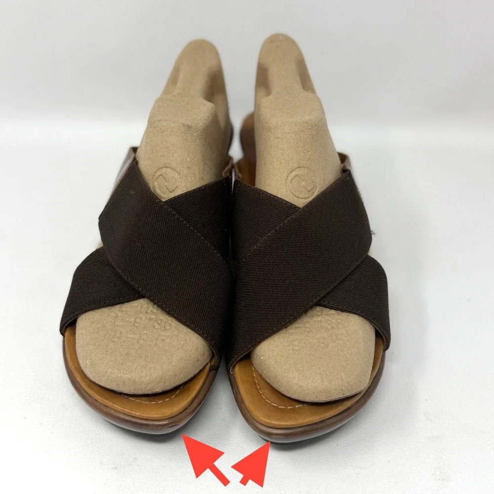 Dansko Ava Criss Cross Straps Slide Wedge Dark Brown 40 9.5 Preppy Tailored Chic